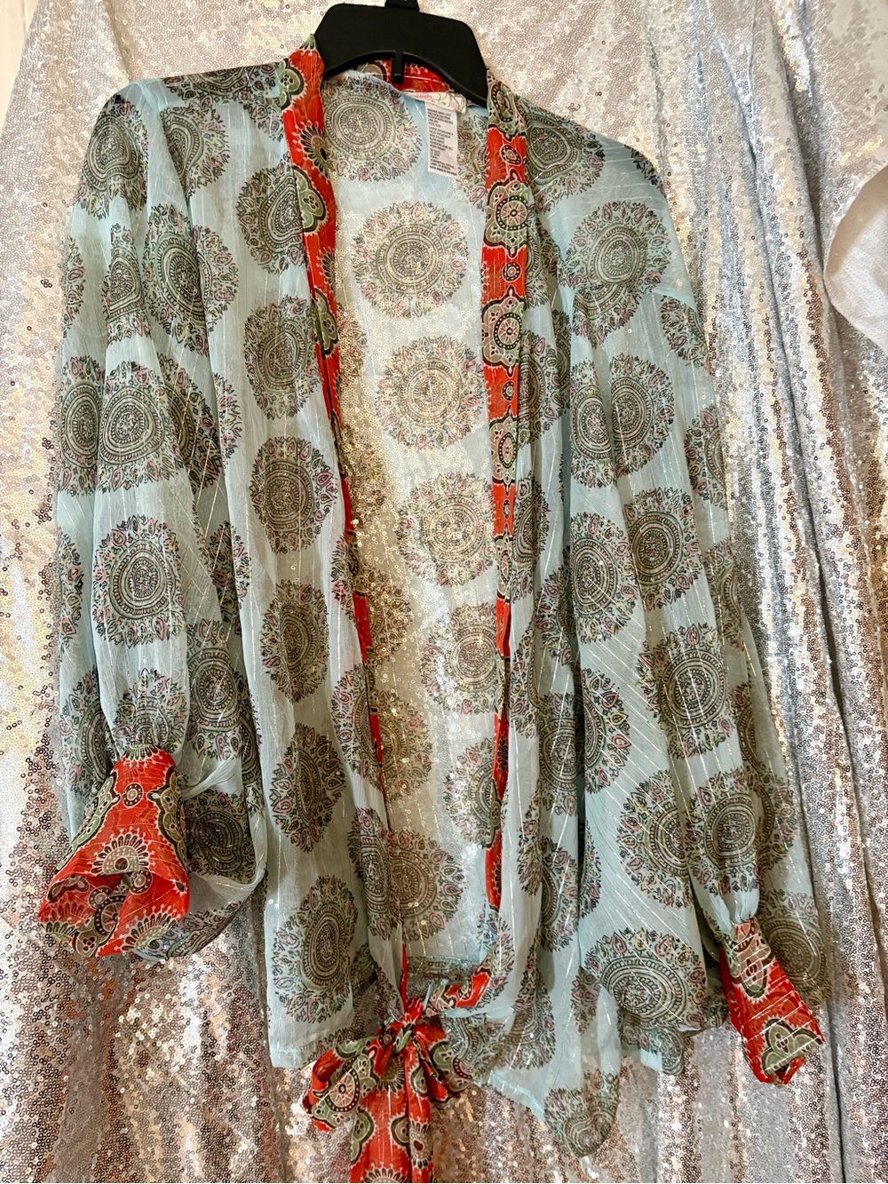 Free People Red and Green Paisley Kimono